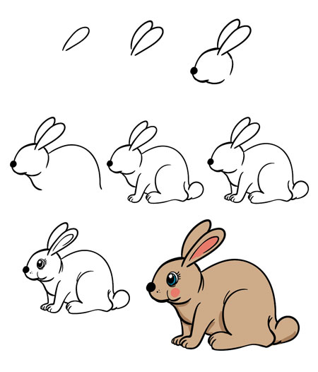 نقاشی خرگوش برای حرف گ